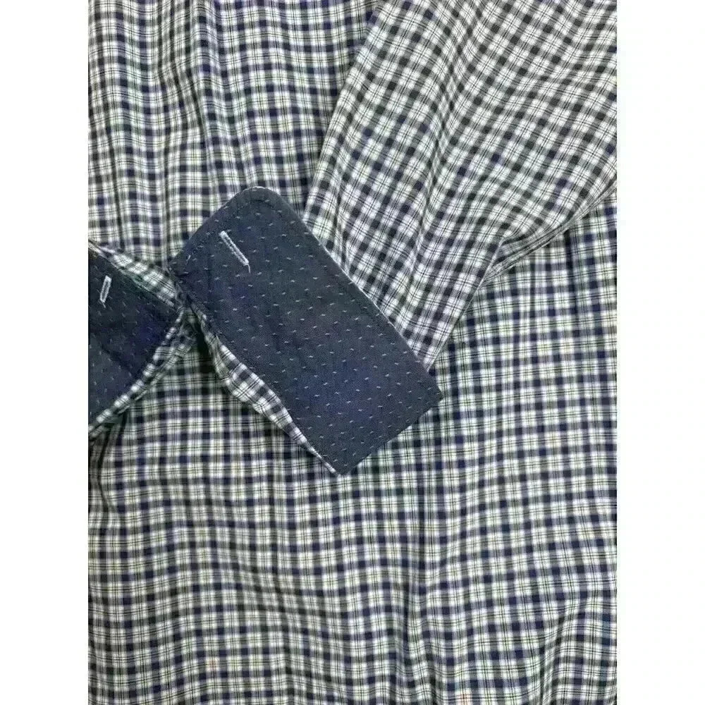 J‎ Mclaughlin XL Long Sleeve Button Up Shirt Flip Cuff Tartan Plaid 100% Cotton - Picture 11 of 12